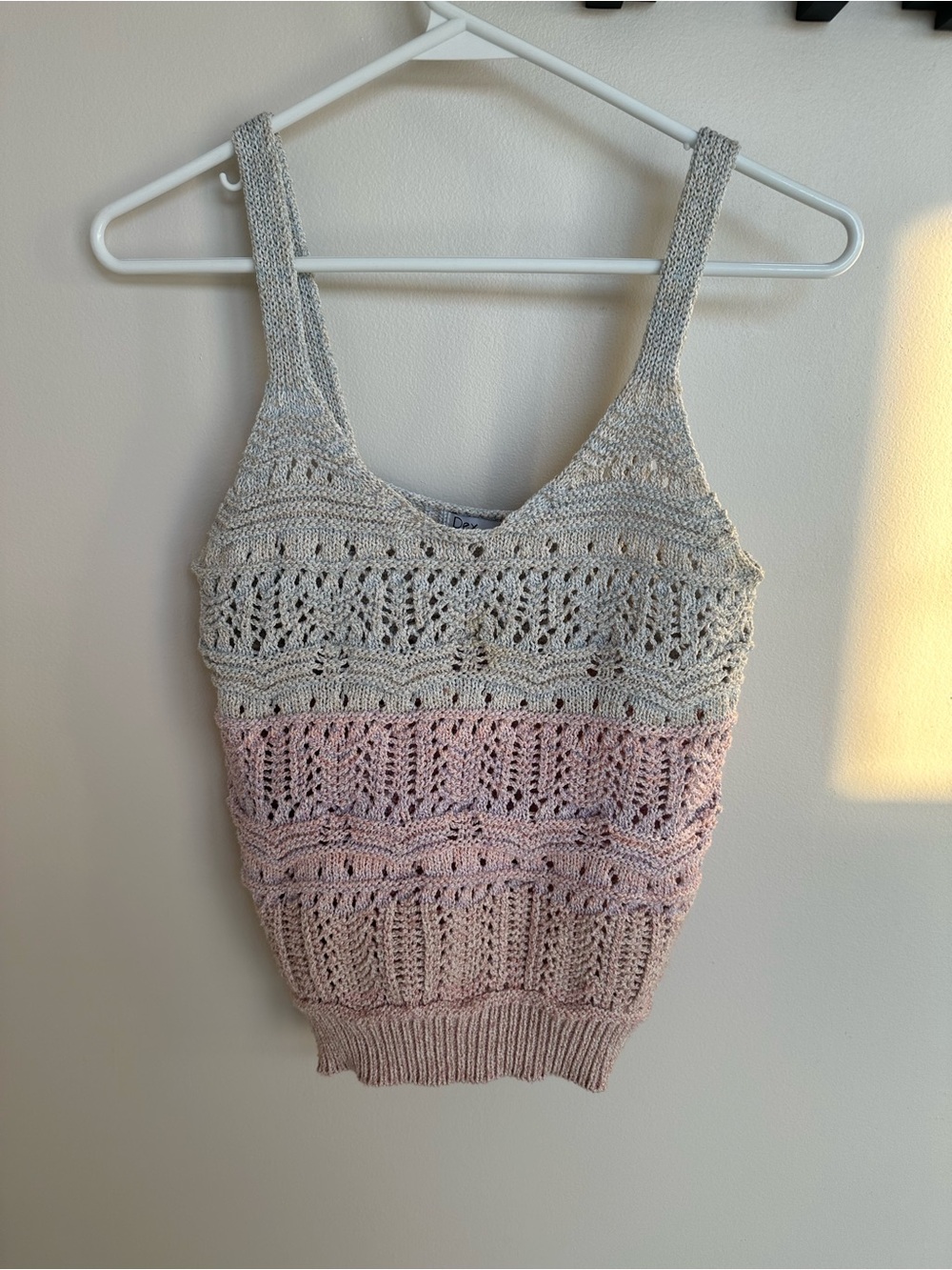 Dex Two-Tone Knit Tank Top in Cream and Pink